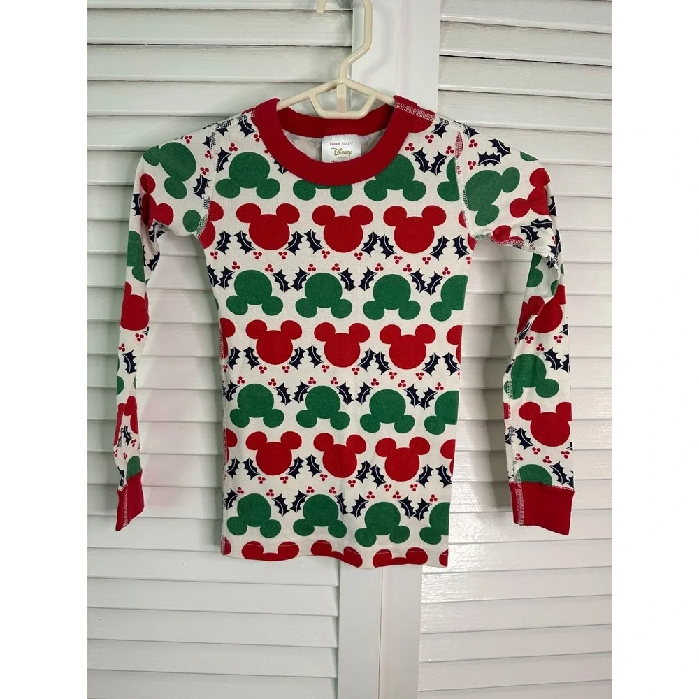 Hanna Andersson Size 120 6-7 Disney Holiday Mickey Mouse Organic Pajamas LJs